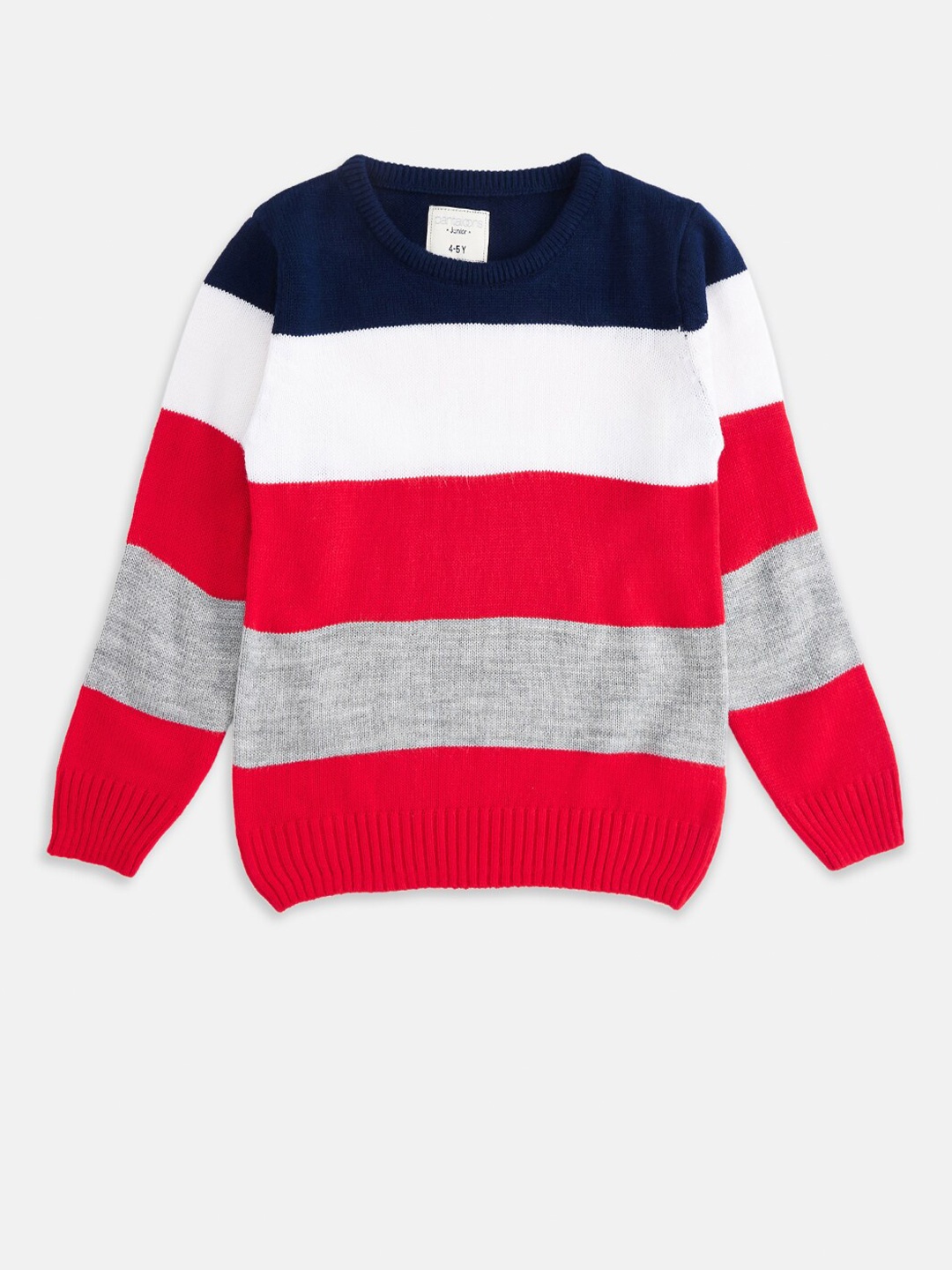 

Pantaloons Junior Boys Navy Blue & Magenta Colourblocked Acrylic Pullover