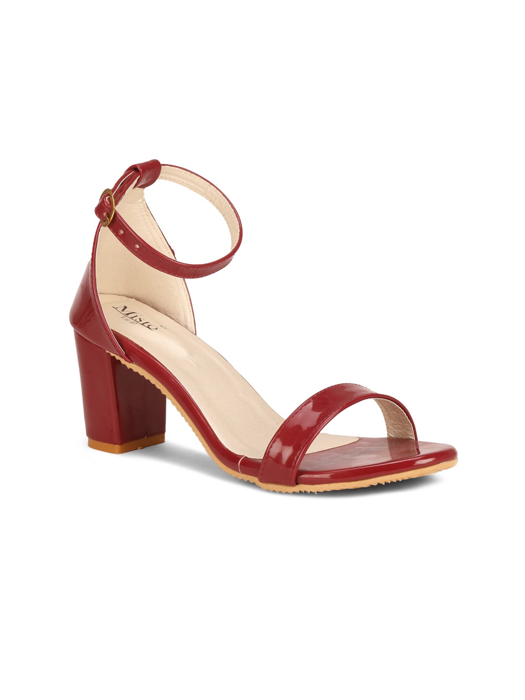 

Misto Maroon Block Sandals with Buckles