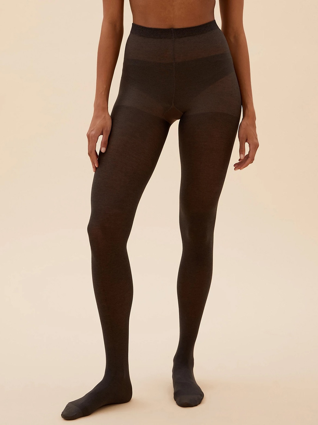 

Marks & Spencer Women Charcoal Grey Solid Semi-Sheer High Rise Pantyhose Stockings