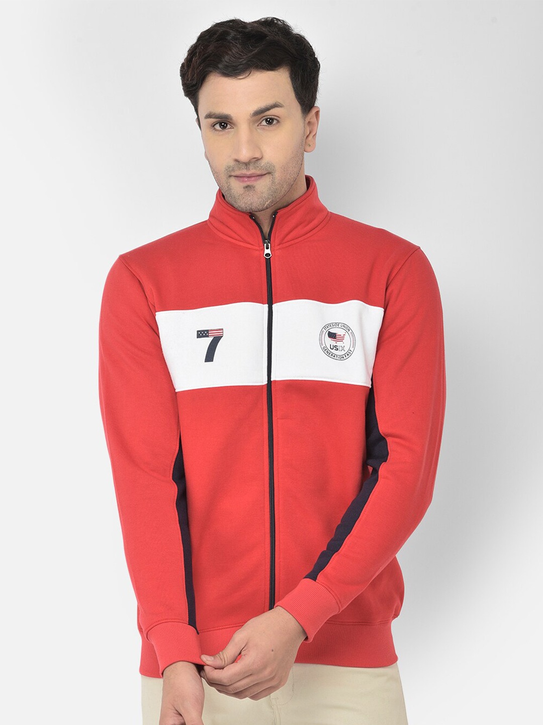 

COBB Men Red Colourblocked Sweatshirt
