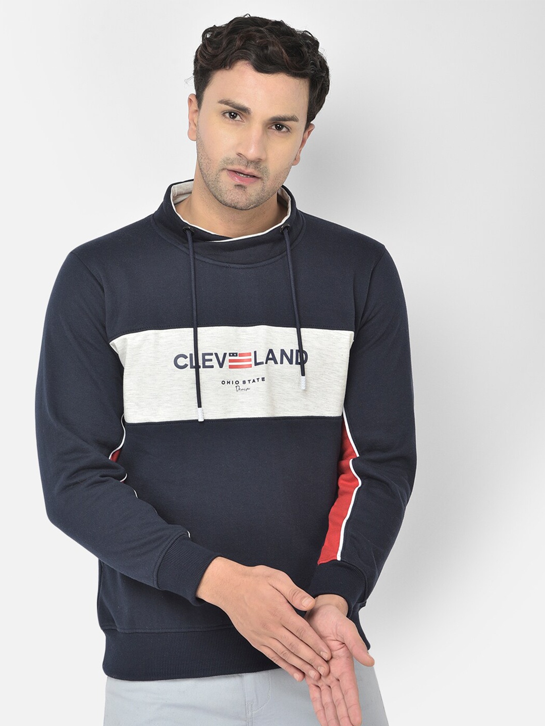 

COBB Men Navy Blue Colourblocked Sweatshirt