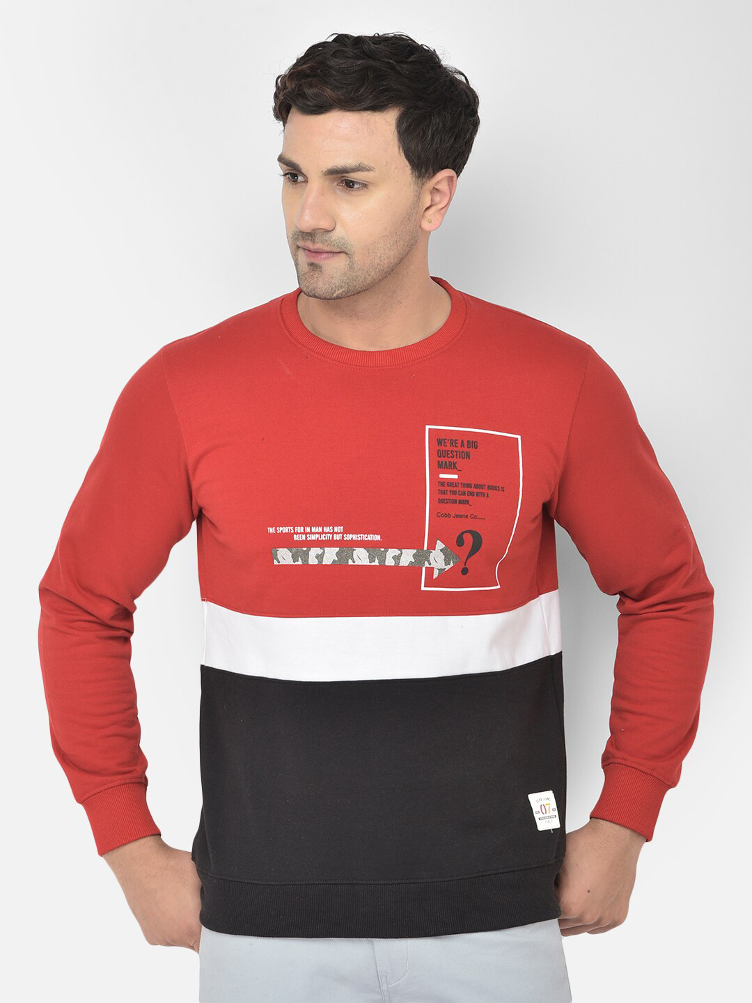 

COBB Men Red Colourblocked Sweatshirt