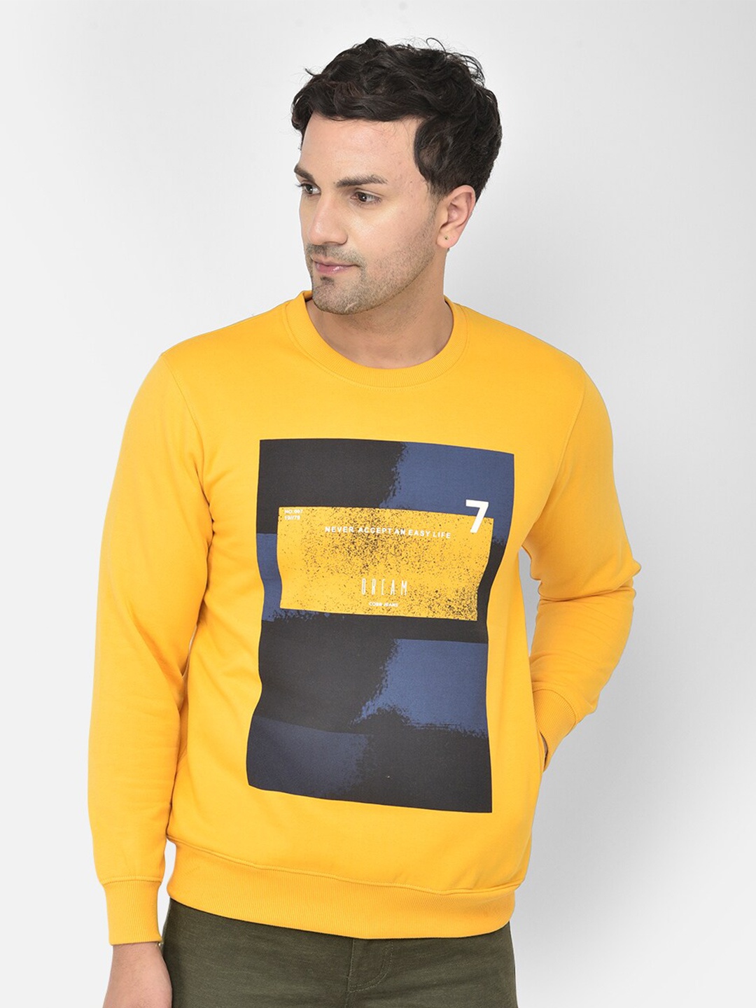 

COBB Men Yellow Printed Sweatshirt