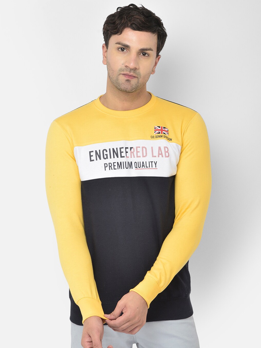 

COBB Men Yellow Colourblocked Sweatshirt