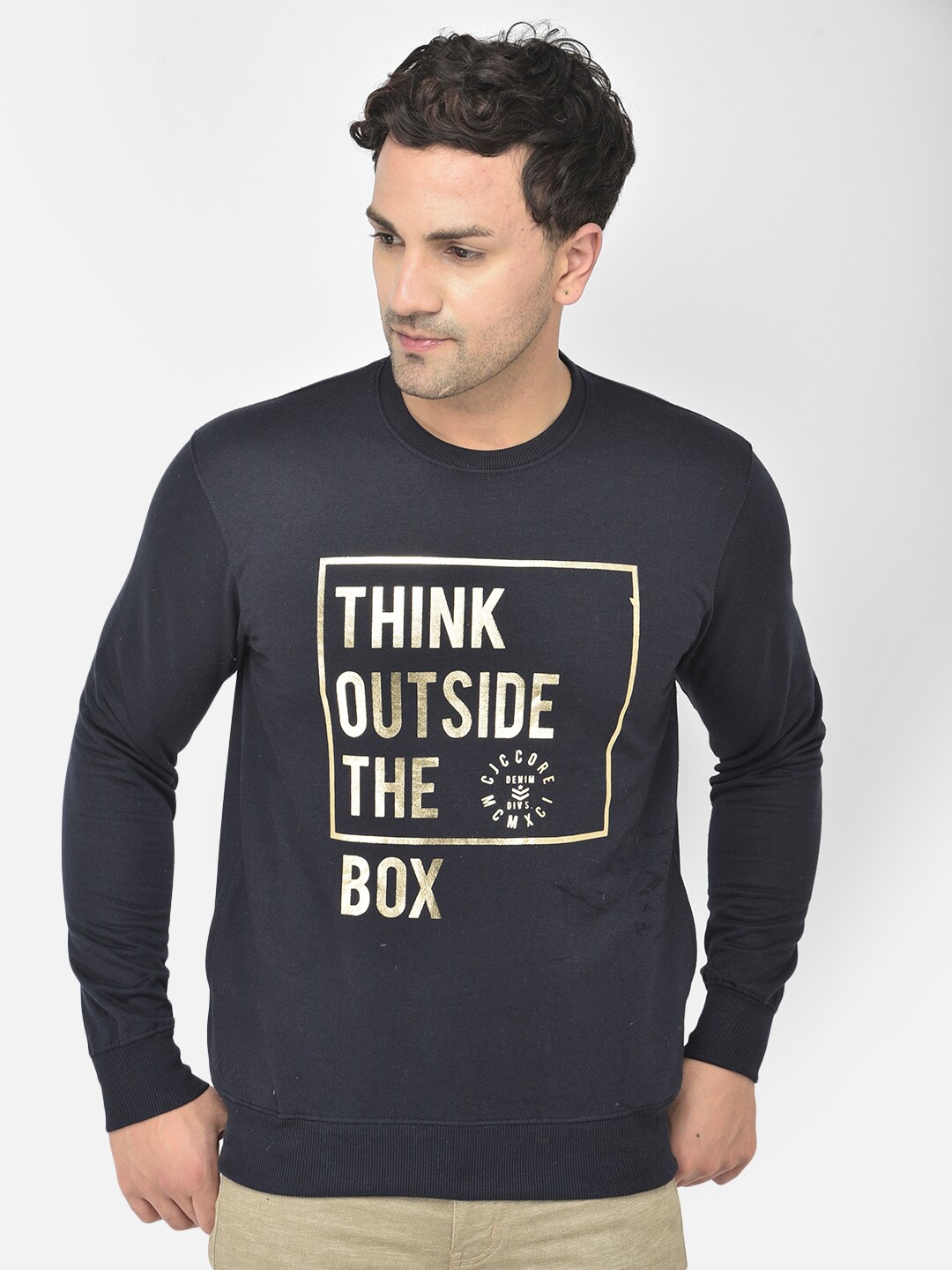 

COBB Men Navy Blue Printed Sweatshirt
