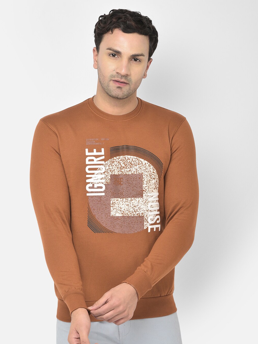 

COBB Men Brown Printed Cotton Sweatshirt