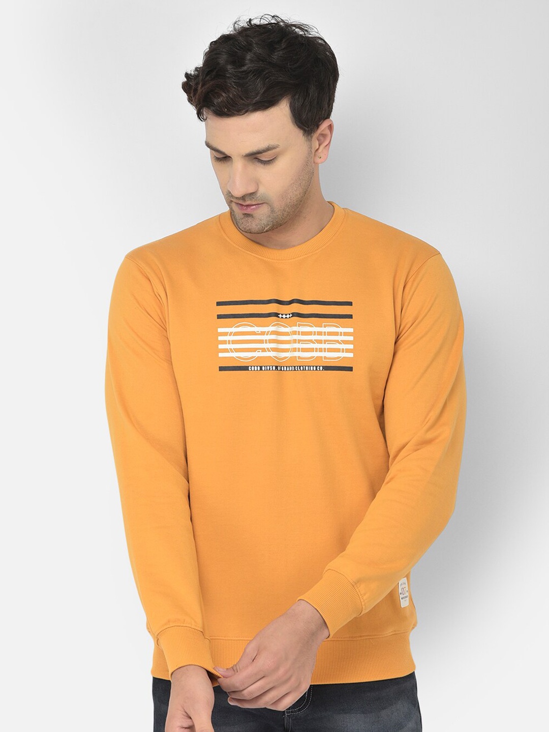 

COBB Men Yellow Printed Sweatshirt