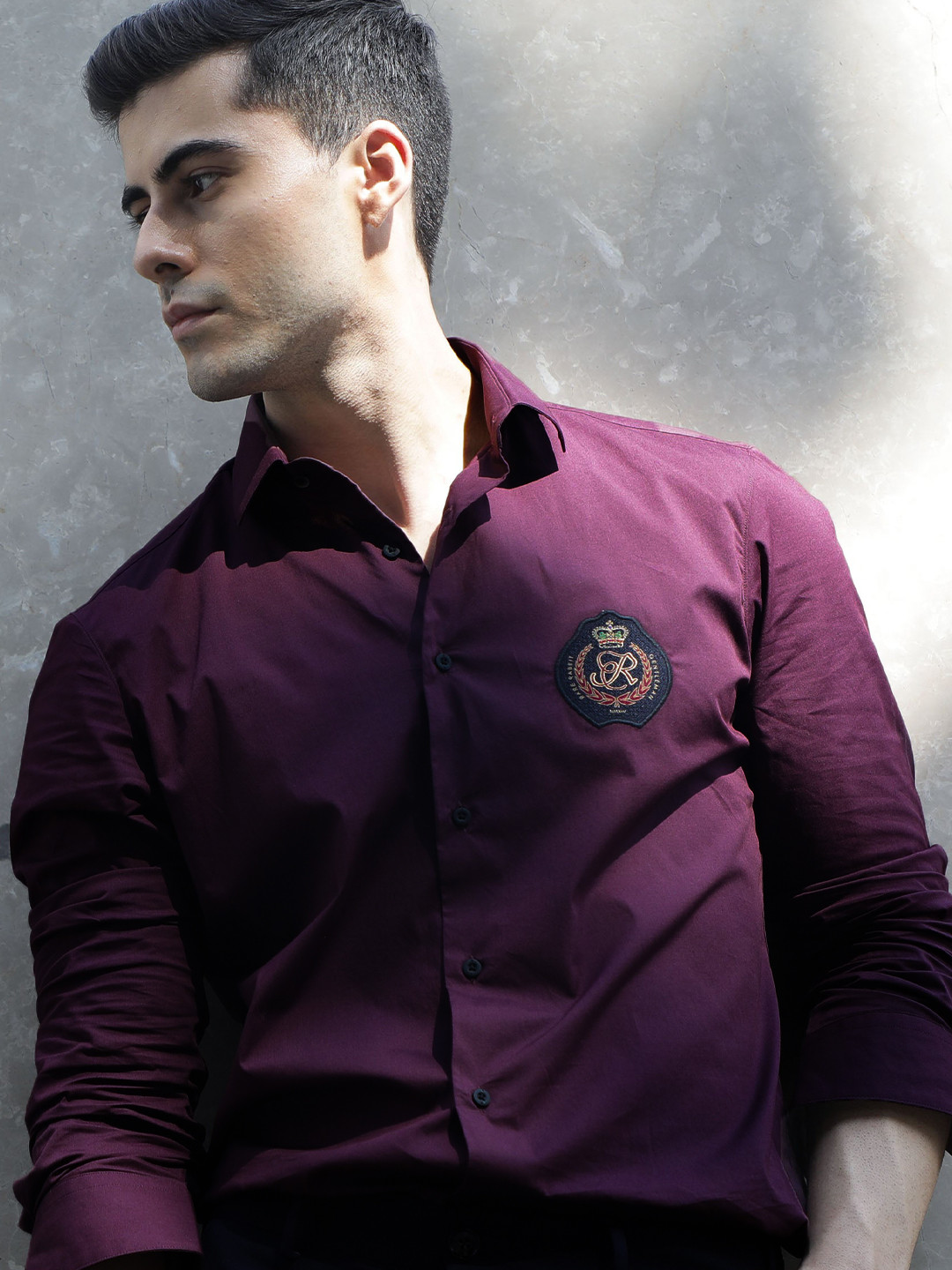 

RARE RABBIT Men Maroon Custom Slim Fit Casual Shirt
