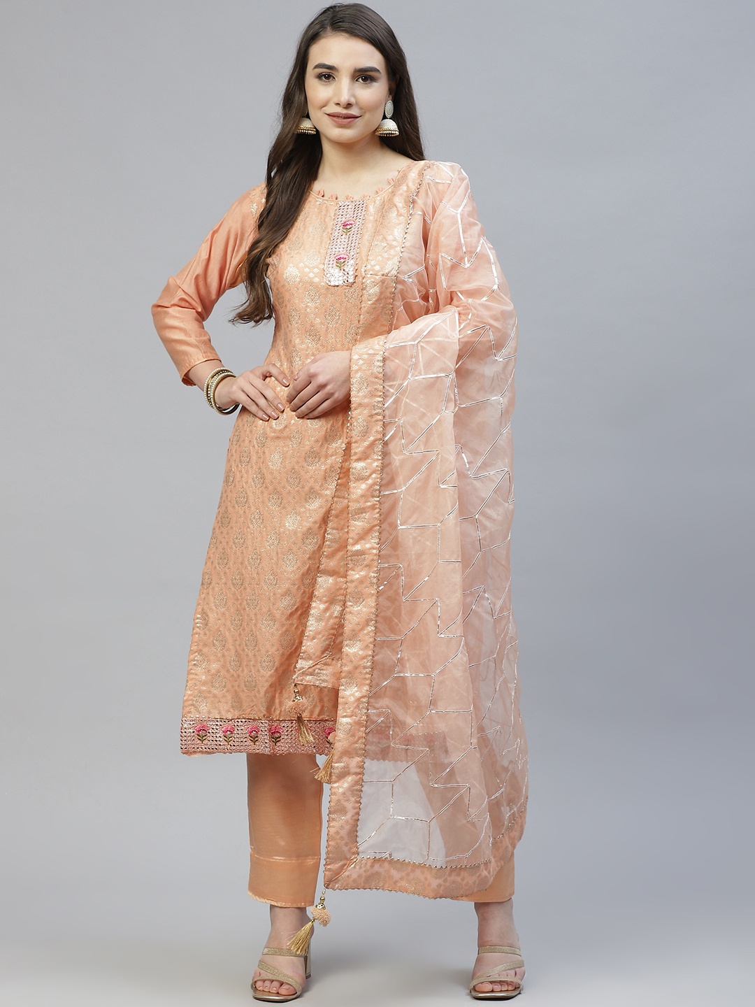 

RAJGRANTH Orange Unstitched Dress Material