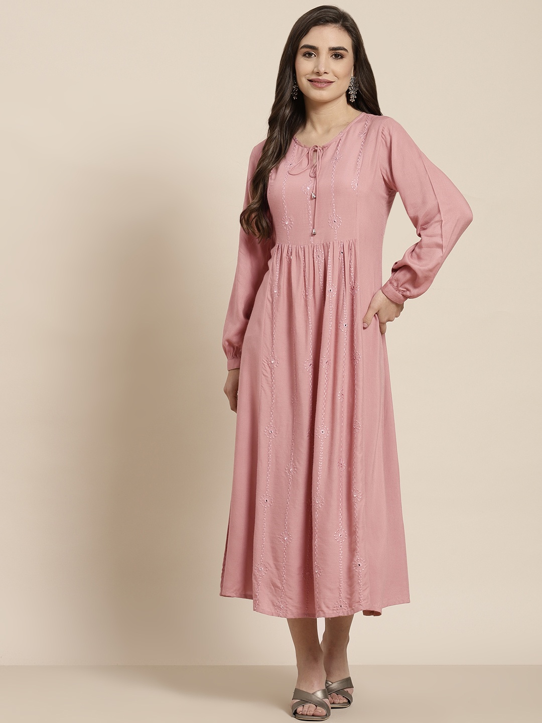 

Juniper Rose Embroidered A-Line Maxi Dress
