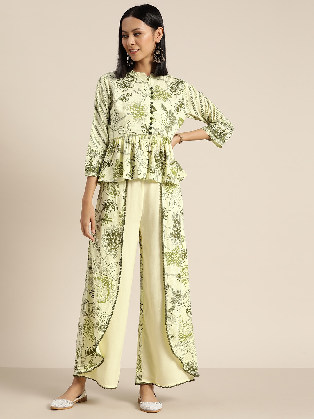 

Juniper Women Printed Top With Palazzos, Olive