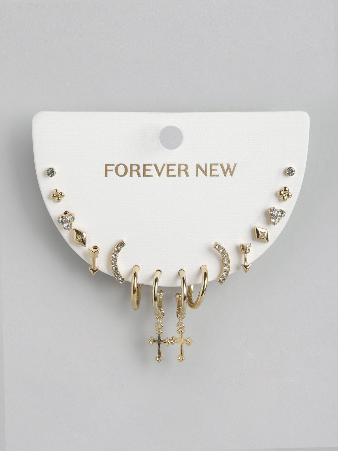 

Forever New Pack of 8 Geometric Studs Earrings, Gold