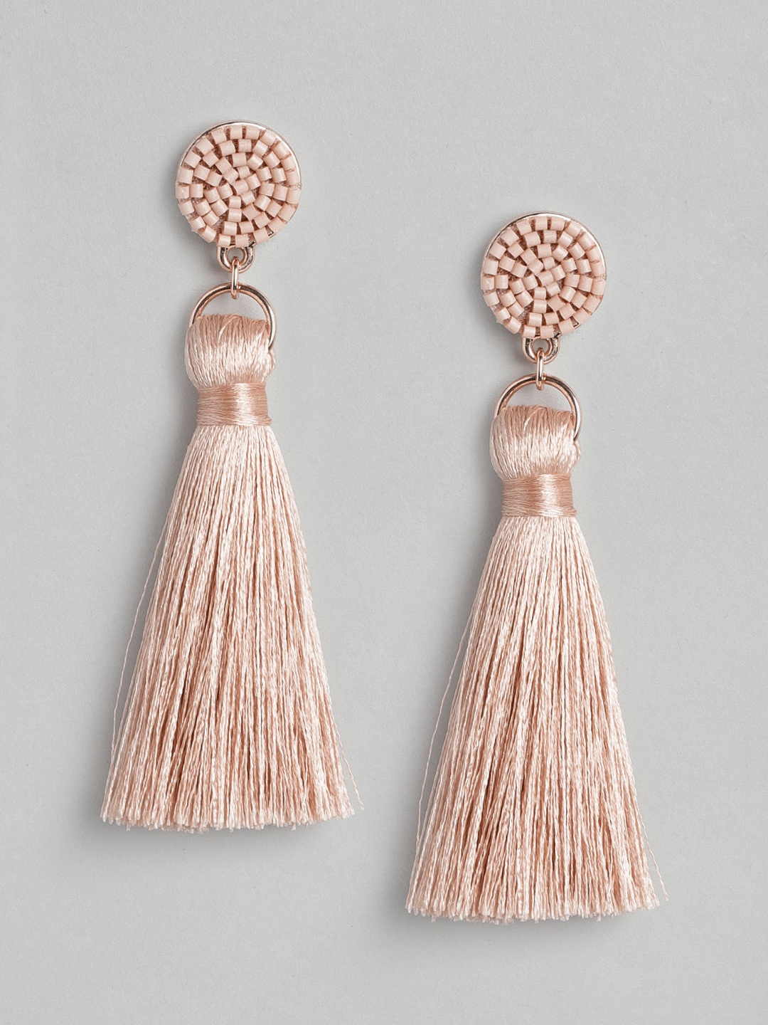 

Forever New Rose Gold-Plated Peach-Coloured Geometric Drop Earrings