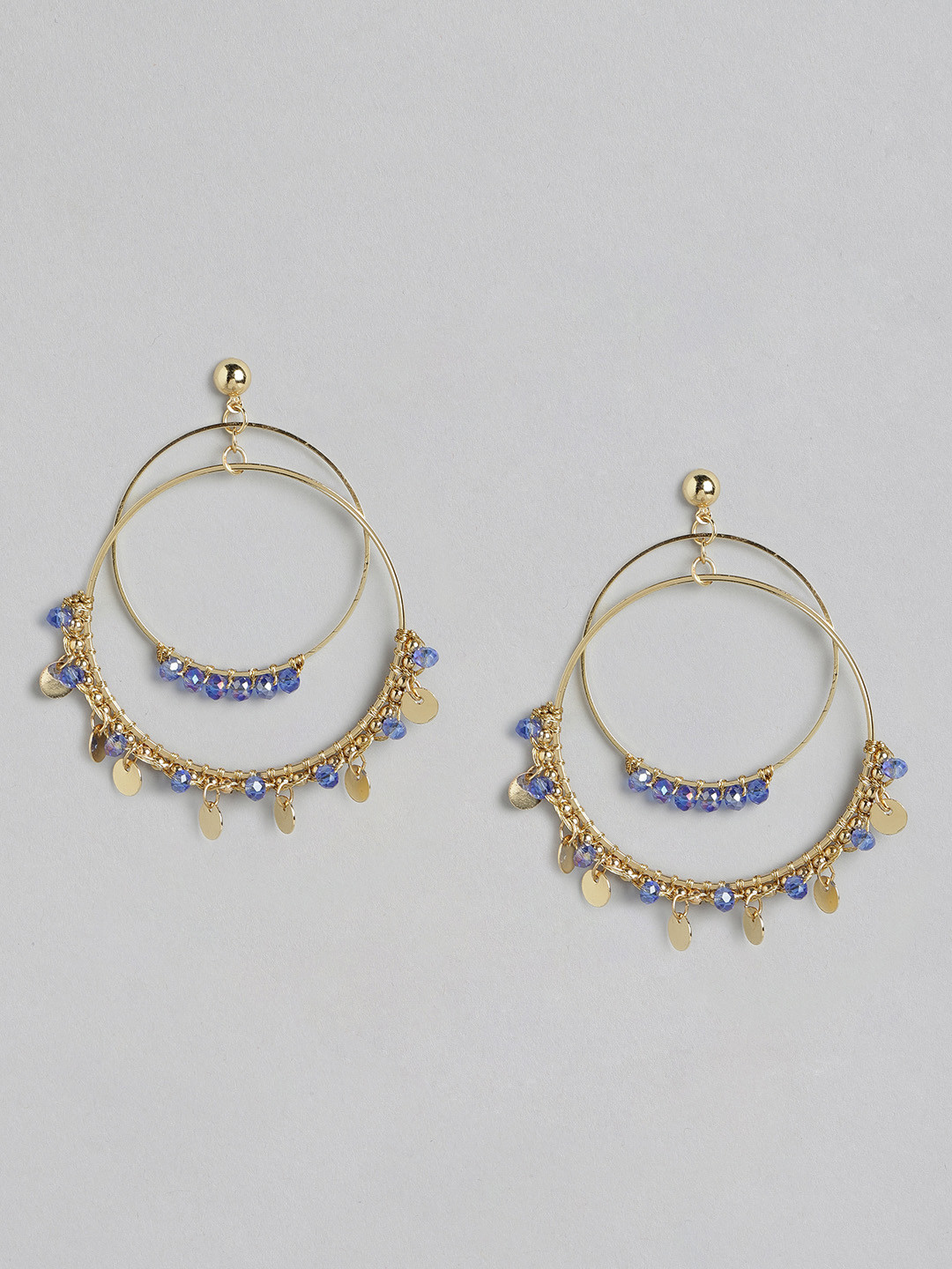 

Forever New Blue & Gold-Plated Kira Large Multi Beaded Hoop Earrings