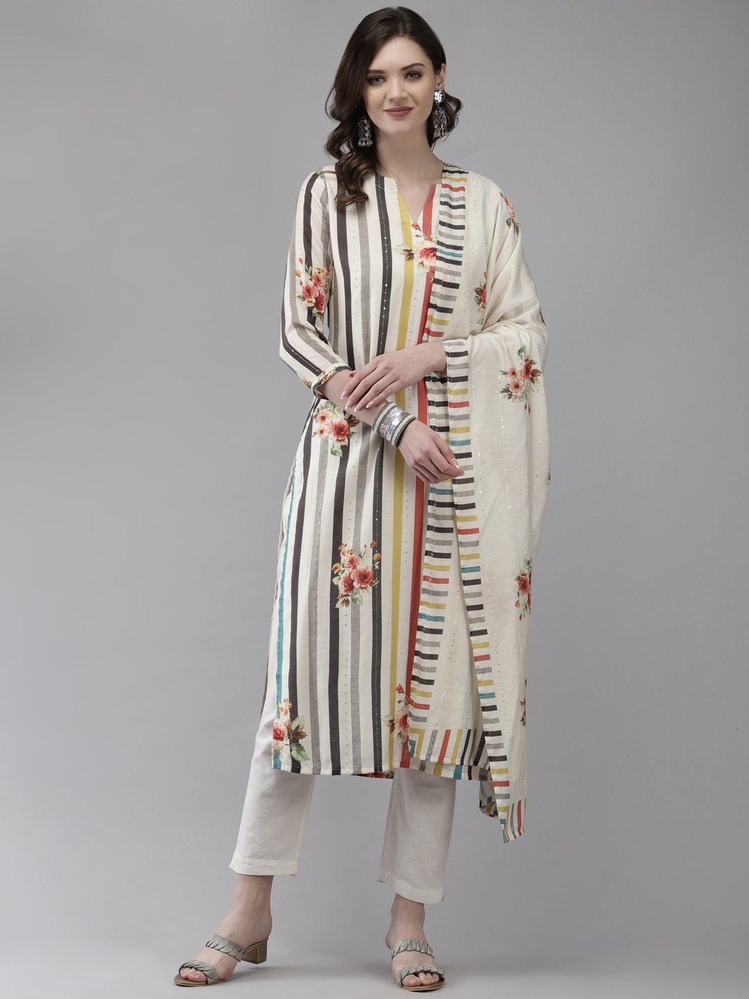 

Ishin Women Off White Embellished White Romance Kurta