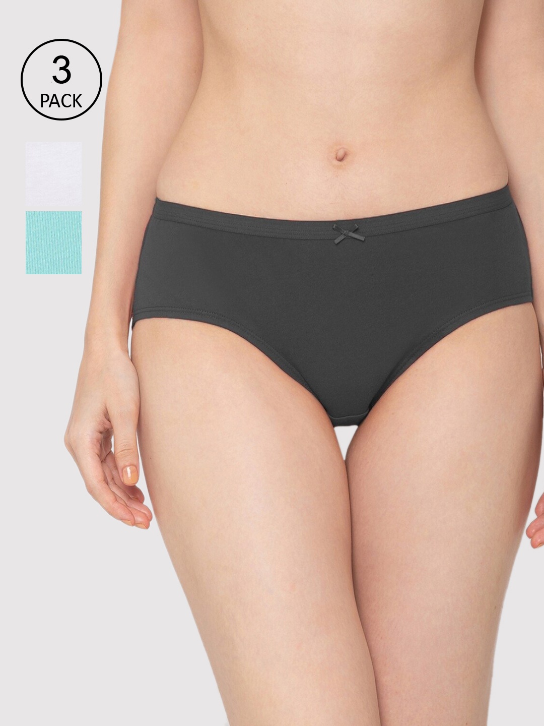 

Candyskin Women Pack of 3 Assorted Solid Hipster Briefs CSCP0011Multi