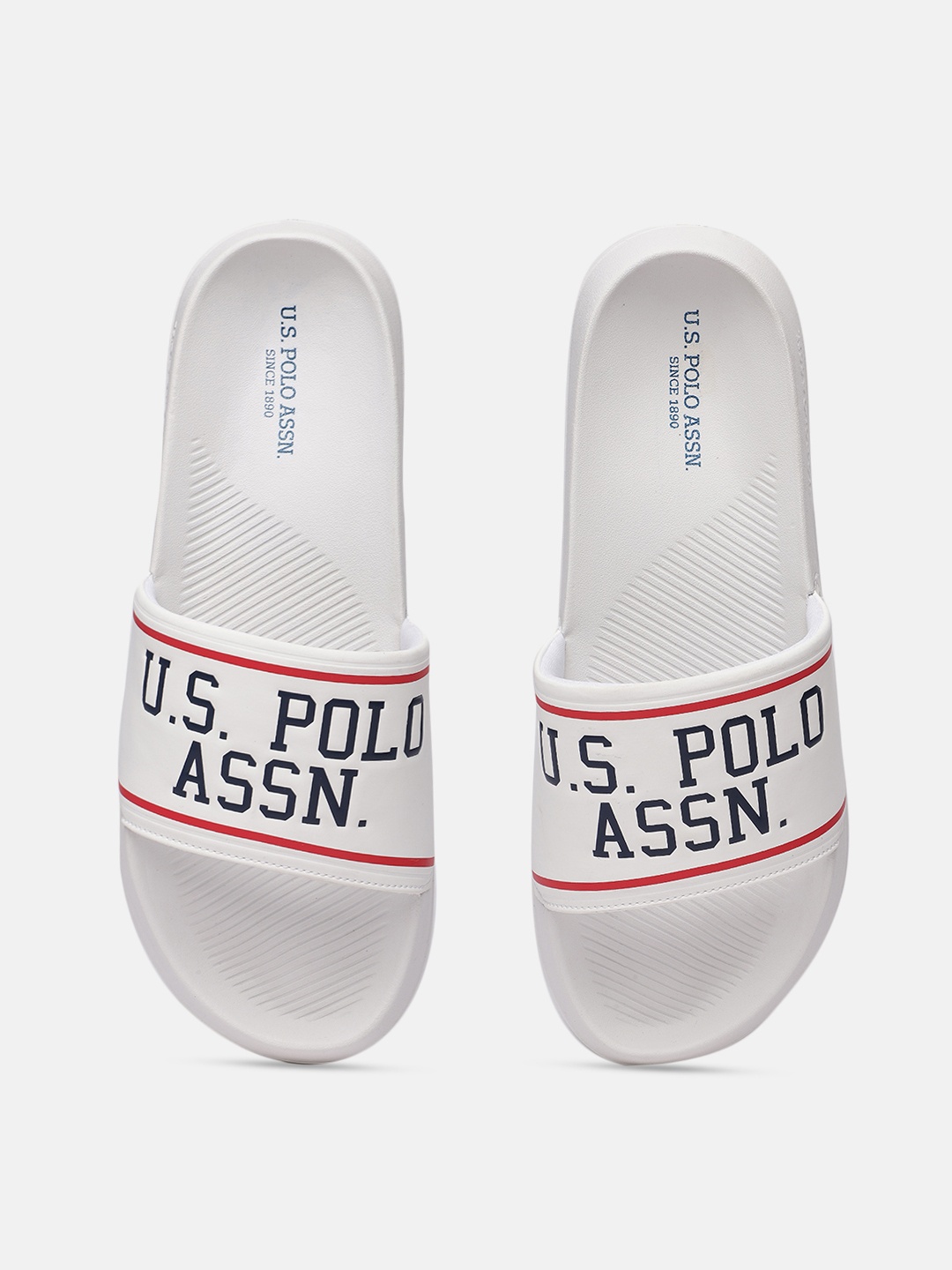 

U.S. Polo Assn. Men White Torres 3.0 Brand Logo Printed Synthetic Sliders