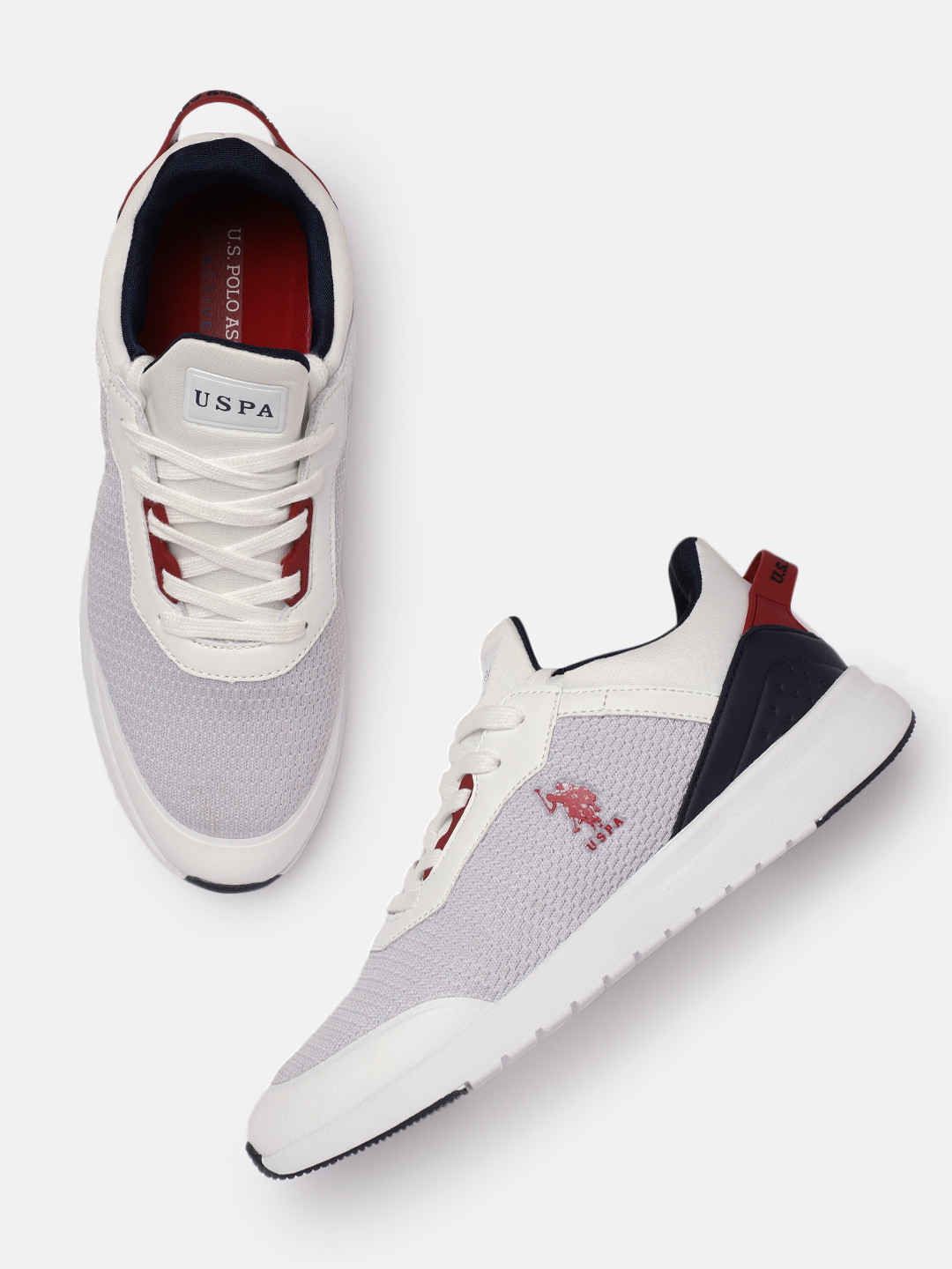 

U.S. Polo Assn. Men White & Grey Colourblocked Wynberg Walking Non-Marking Shoes