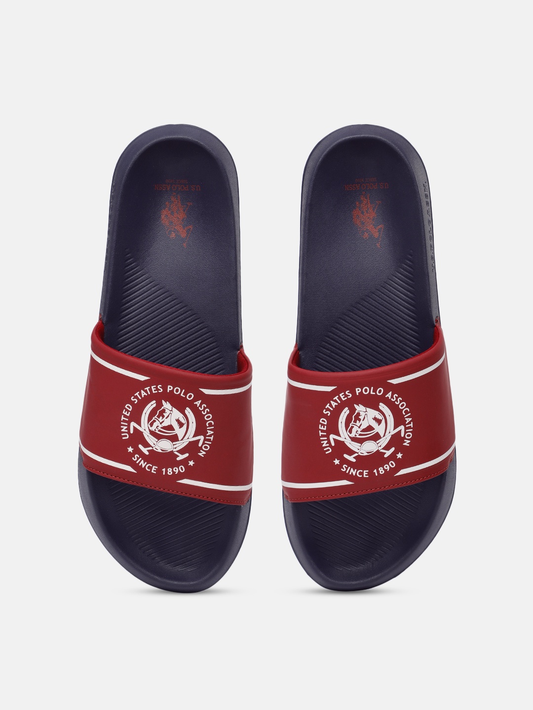 

U.S. Polo Assn. Men Navy Blue & Red Zane 3.0 Brand Logo Printed Synthetic Sliders