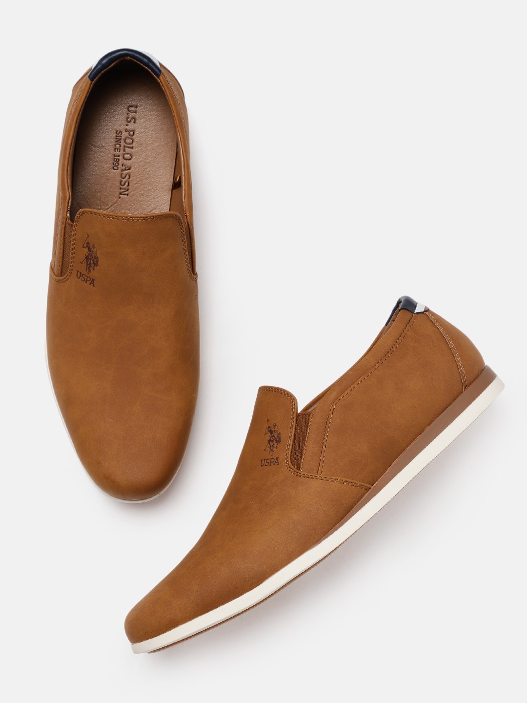 

U S Polo Assn Men Tan PU Slip-On Sneakers