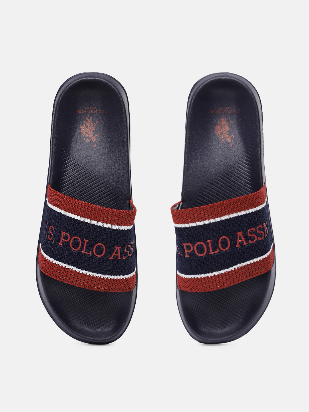 

U.S. Polo Assn. Men Navy Blue & Red Nicholson 2.0 Self Design Applique Synthetic Sliders