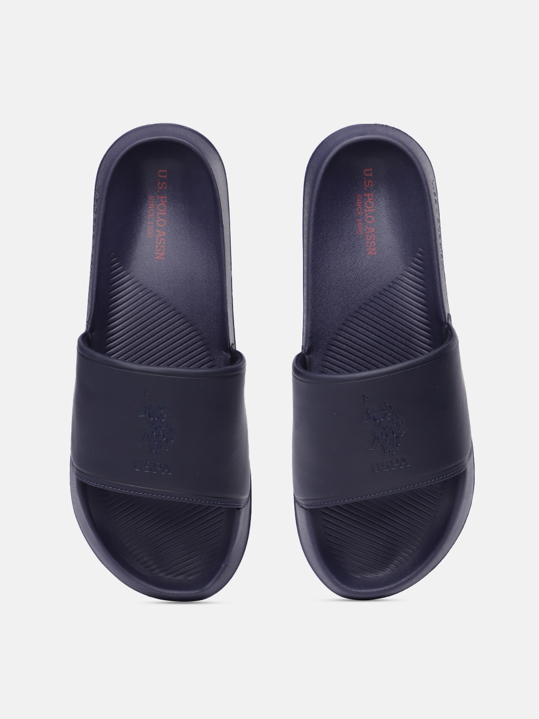 

U.S. Polo Assn. Men Navy Blue Specter 3.0 Solid Sliders with Brand Logo Embossed Detail