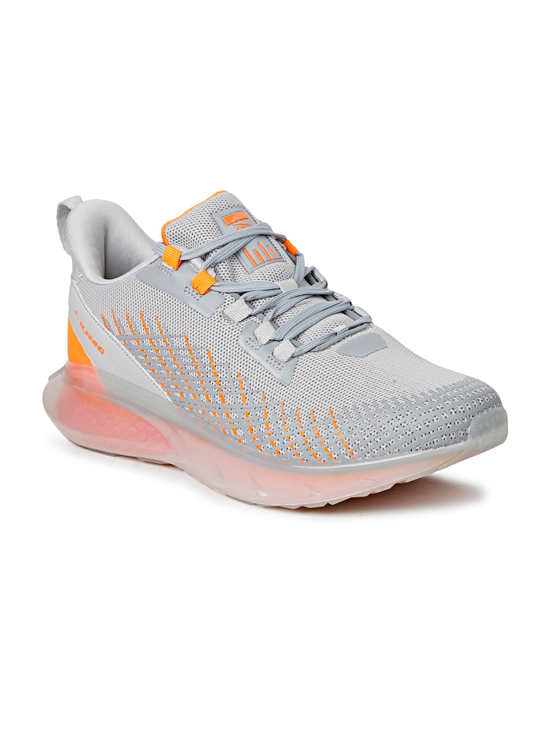 

JQR Men Grey & Orange Mesh Running Shoes