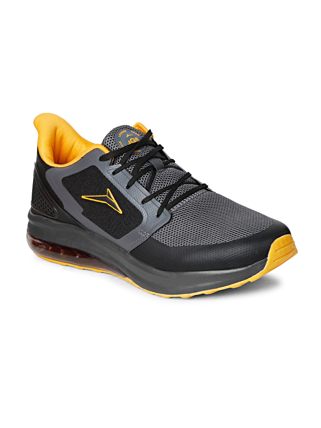 

JQR Men Black & Yellow Mesh Running Shoes