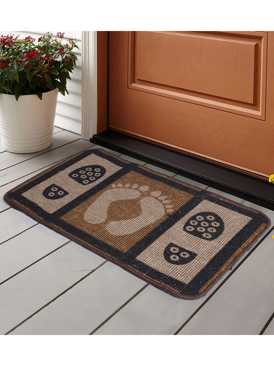 

Saral Home Set of 3 Multicoloured Rectangular Anti-Skid Doormat, Multi