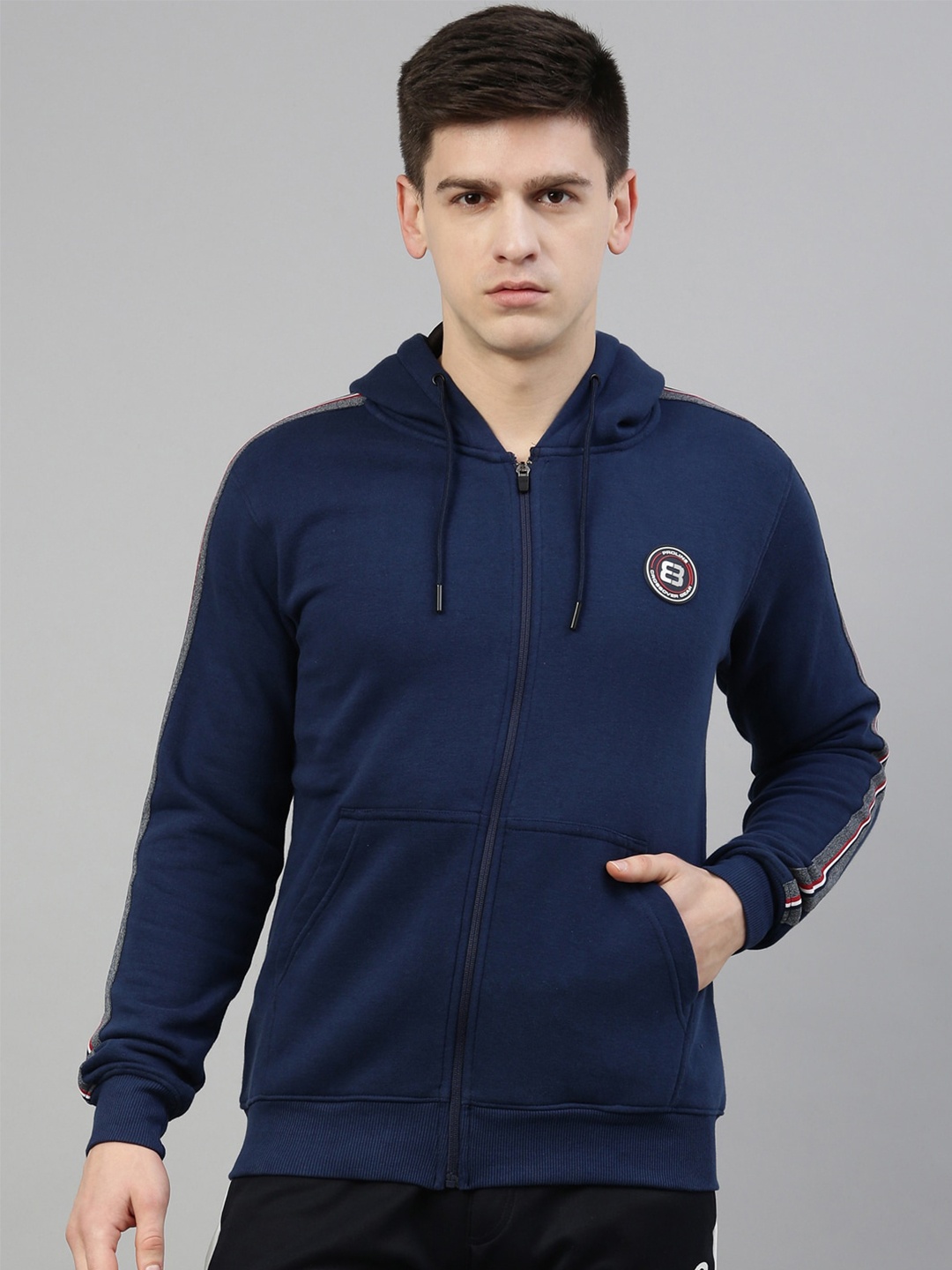 

Proline Men Navy Blue Hooded Sweatshirt