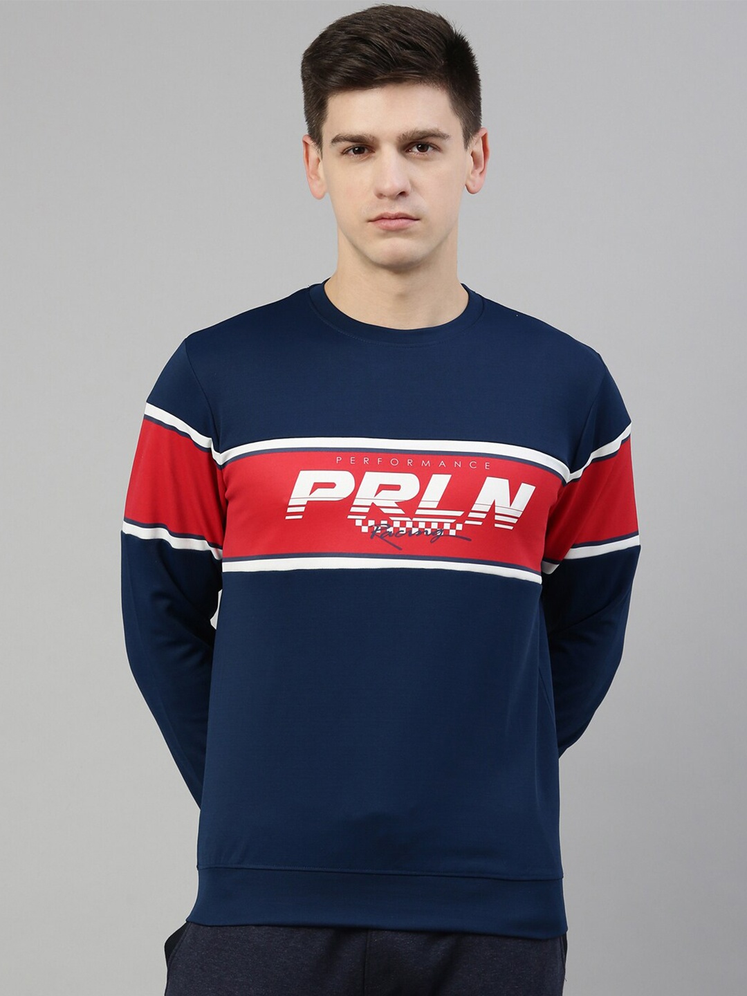 

Proline Men Blue Printed Cotton Sweatshirt