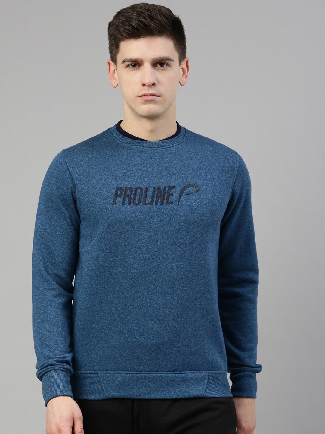 

Proline Men Blue Solid Round Neck Sweatshirt