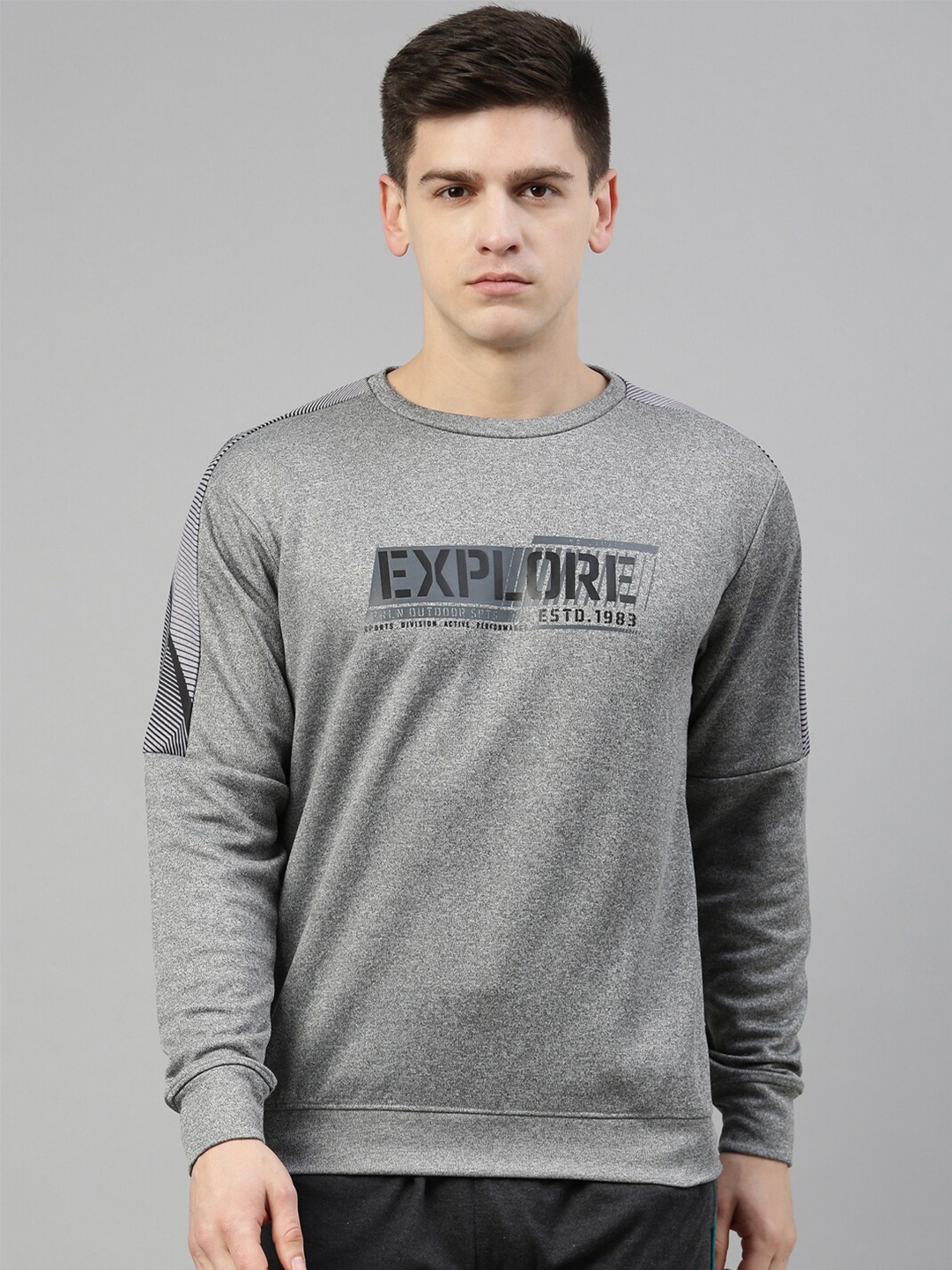 

Proline Men Grey Printed Sweatshirt
