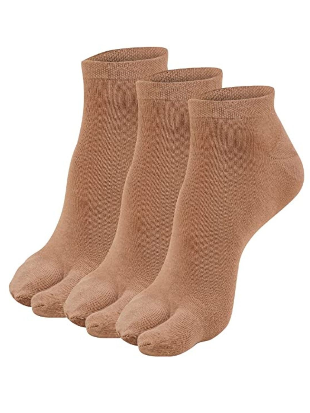 

N2S NEXT2SKIN Women Beige Pack of 3 Solid Low Ankle Length Cotton Thumb Socks