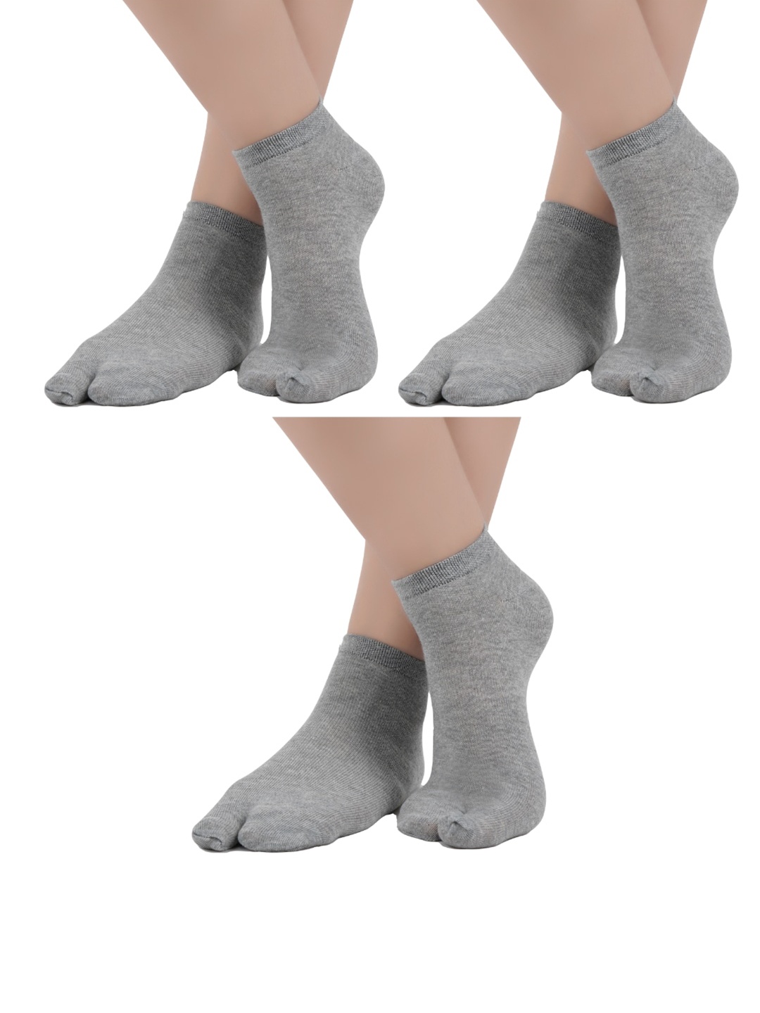 

N2S NEXT2SKIN Women Grey Melange Pack of 3 Low Ankle Length Cotton Thumb Socks