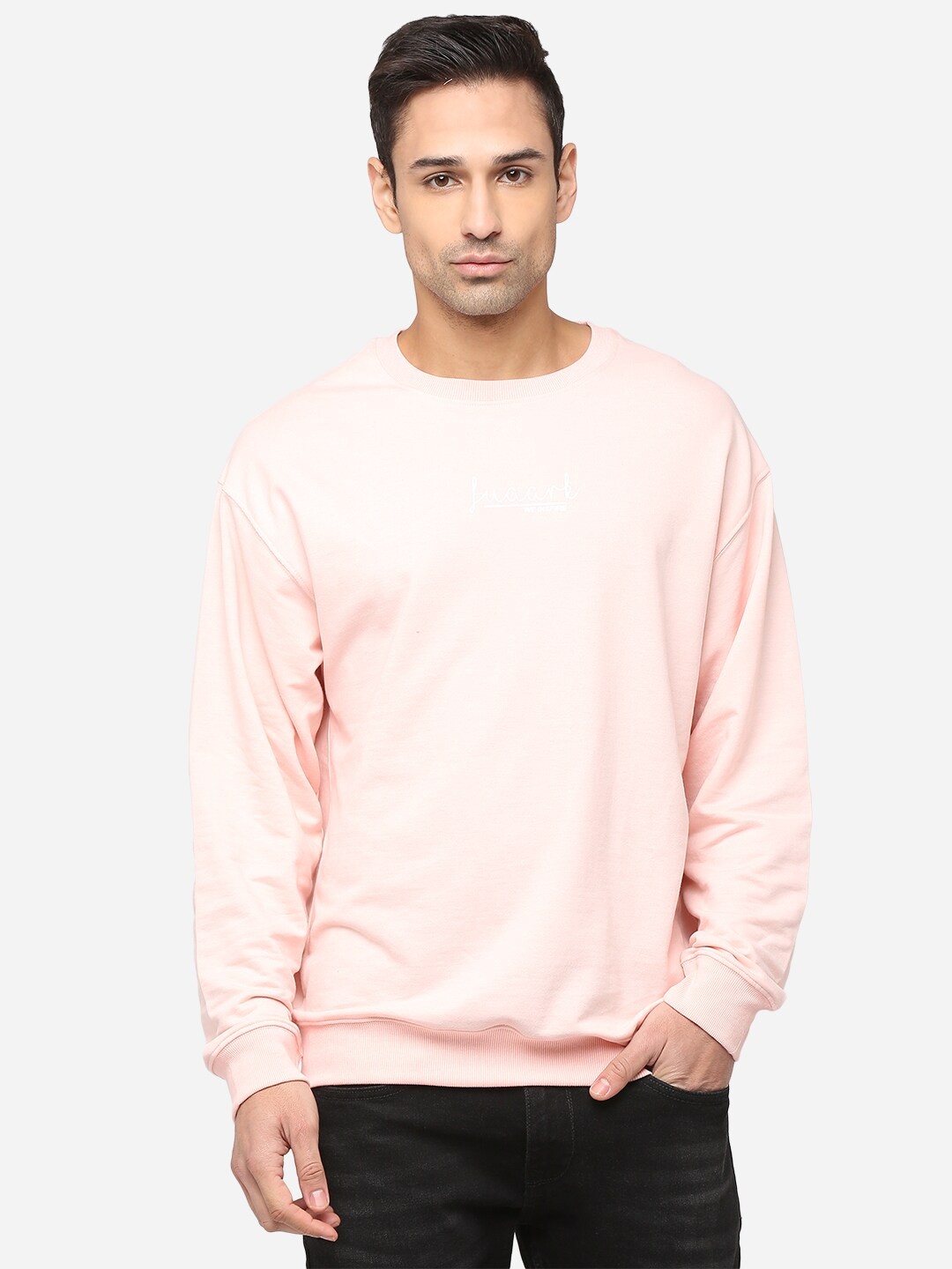 

FUAARK Men Pink Oversized Sweatshirt