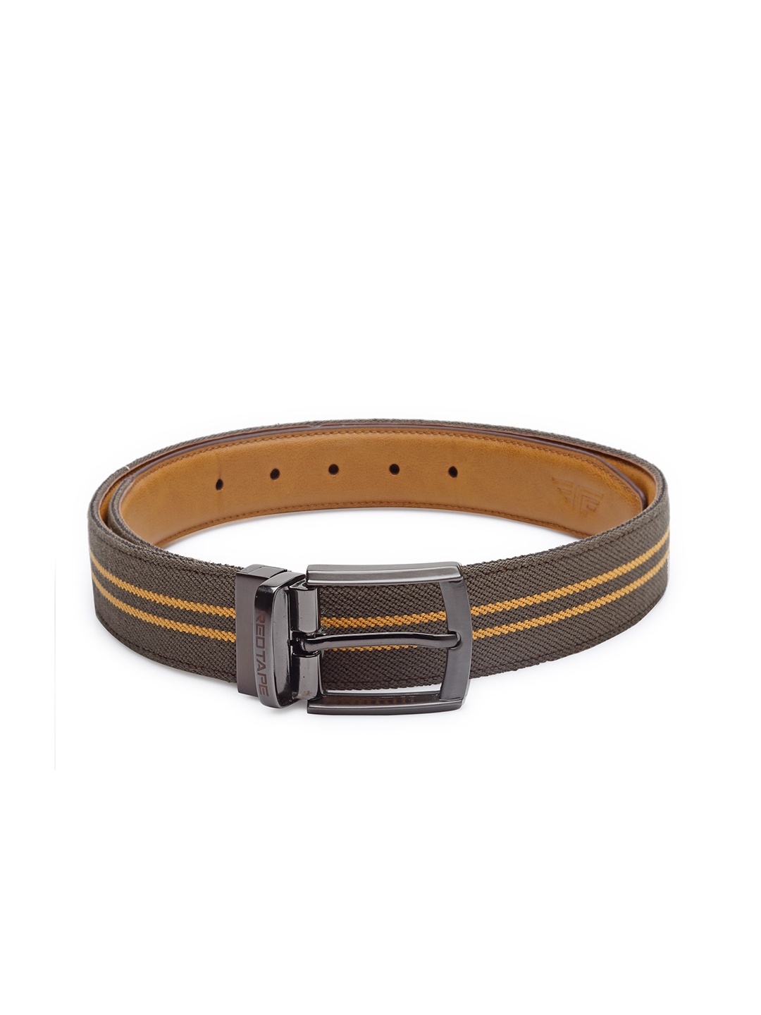

Red Tape Men Brown & Yellow Reversible Textured PU Belt