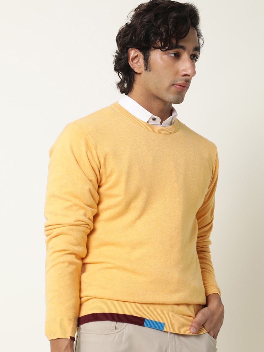 

RARE RABBIT Men Jody Slim Fit Sweater, Yellow