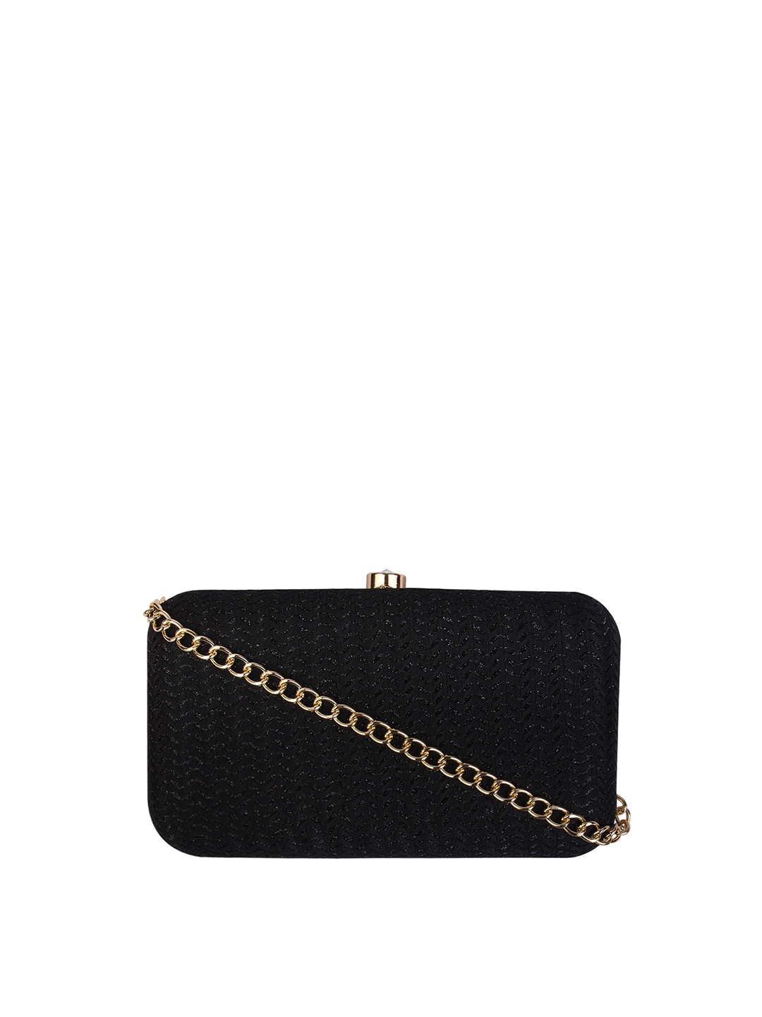 

Vdesi Black & Gold-Toned Textured Box Clutch