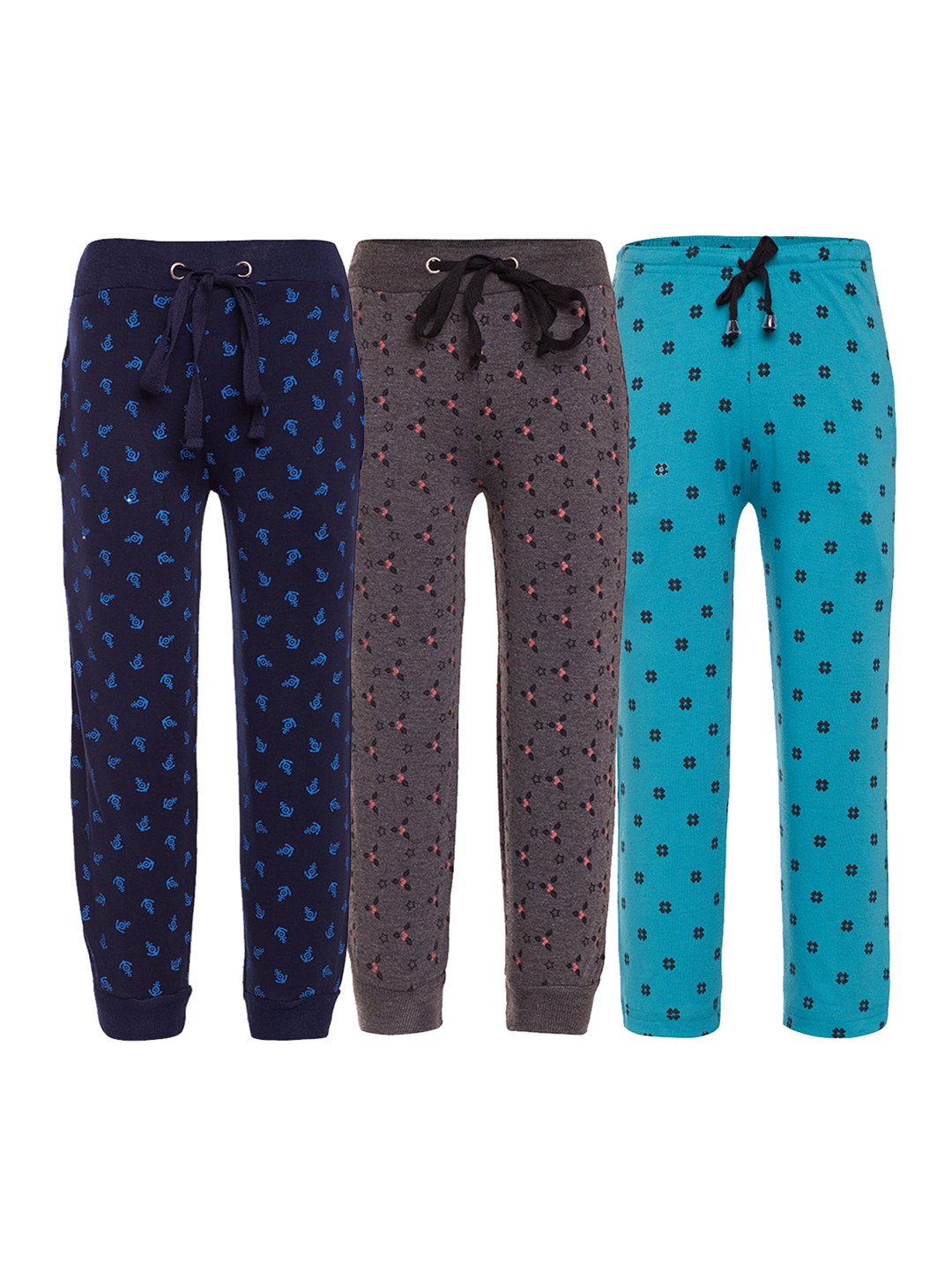 

VIMAL JONNEY Kids Pack Of 3 Cotton Track Pants, Blue