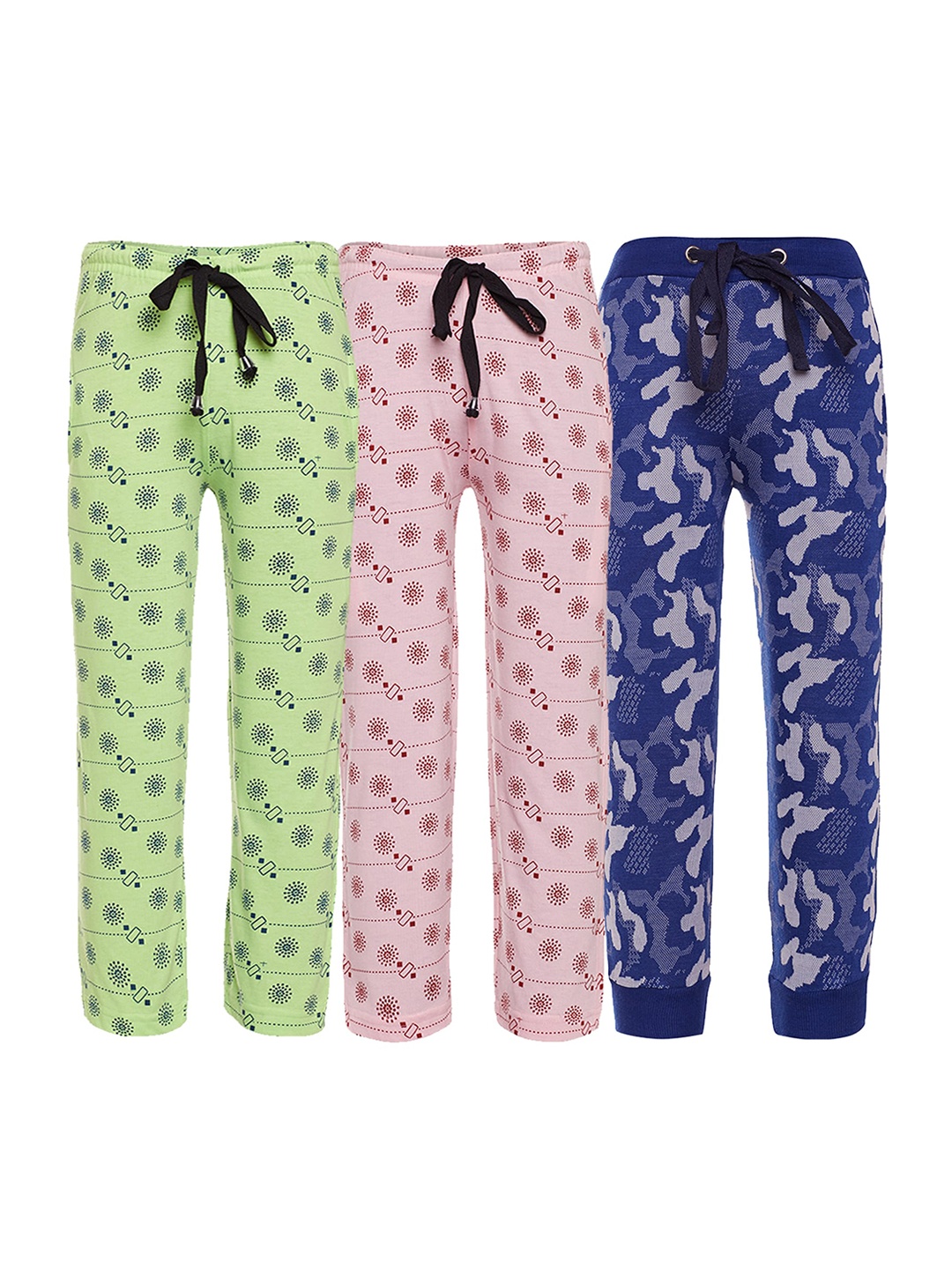

VIMAL JONNEY Unisex Kids Pack Of 3 Solid Cotton Track Pants, Blue