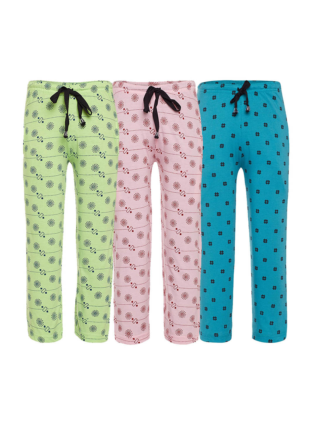 

VIMAL JONNEY Kids Pack Of 3 Printed Cotton Track Pants, Blue
