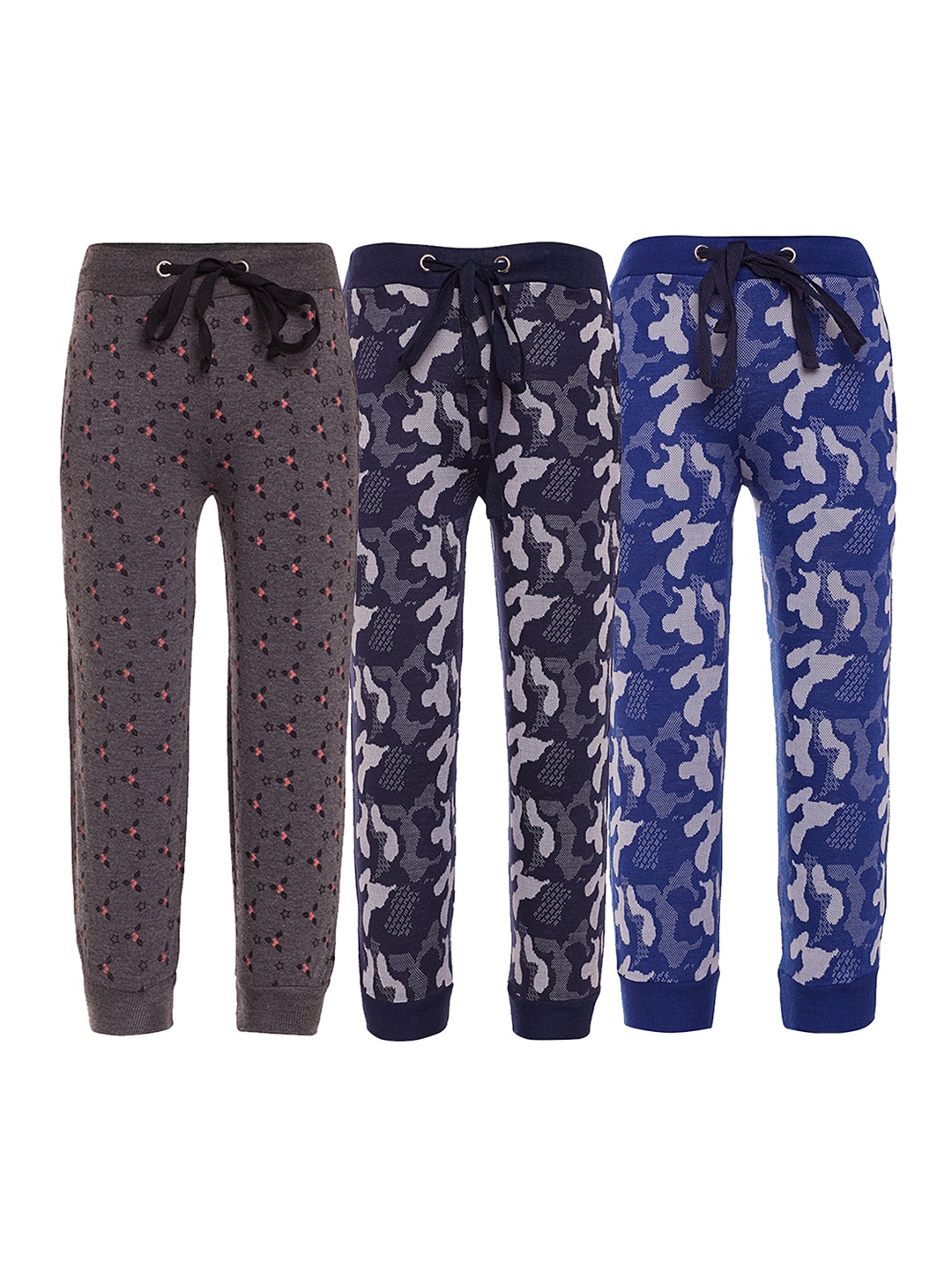 

VIMAL JONNEY Kids Pack Of 3 Cotton Joggers, Blue
