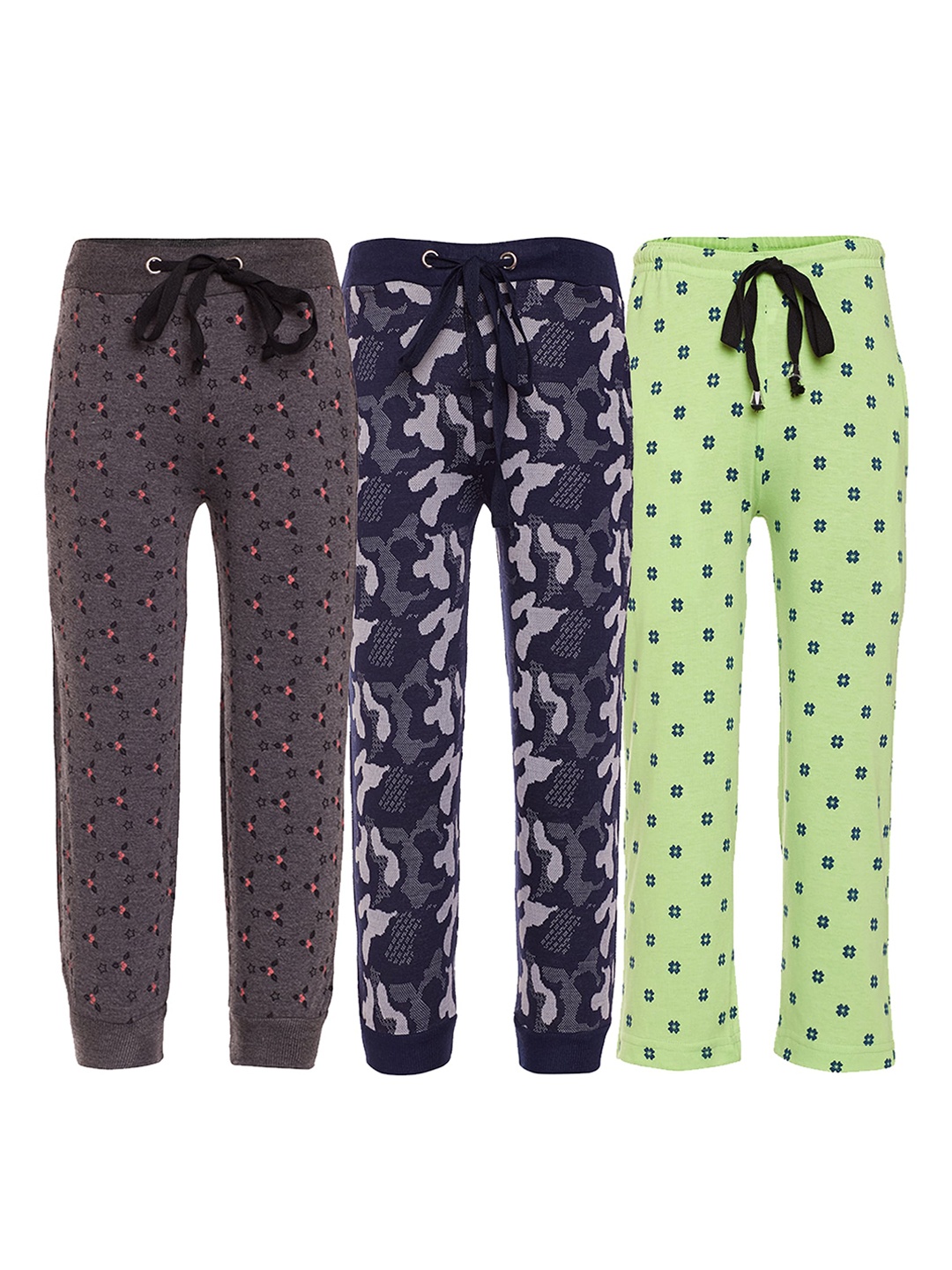 

VIMAL JONNEY Kids Pack Of 3 Navy Blue & Grey Printed Joggers