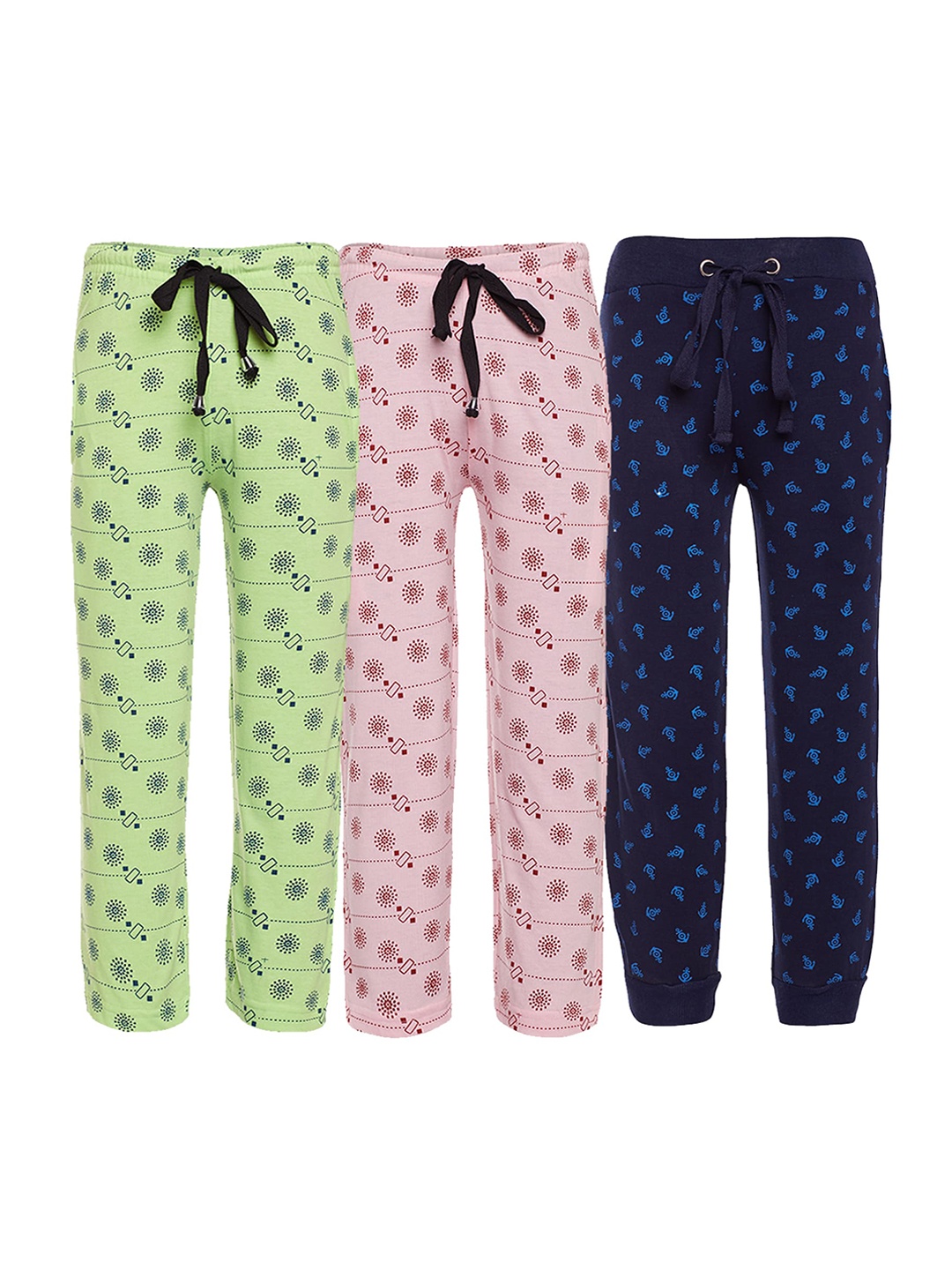 

VIMAL JONNEY Kids Pack of 3 Printed Cotton Lounge Pants, Multi