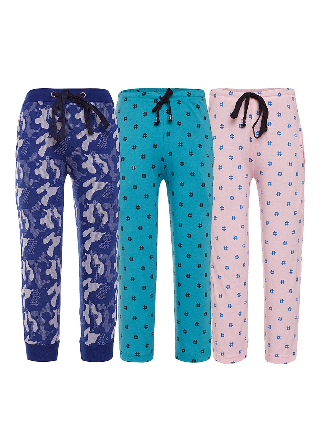 

VIMAL JONNEY Kids Pack of 3 Printed Cotton Lounge Pants, Multi