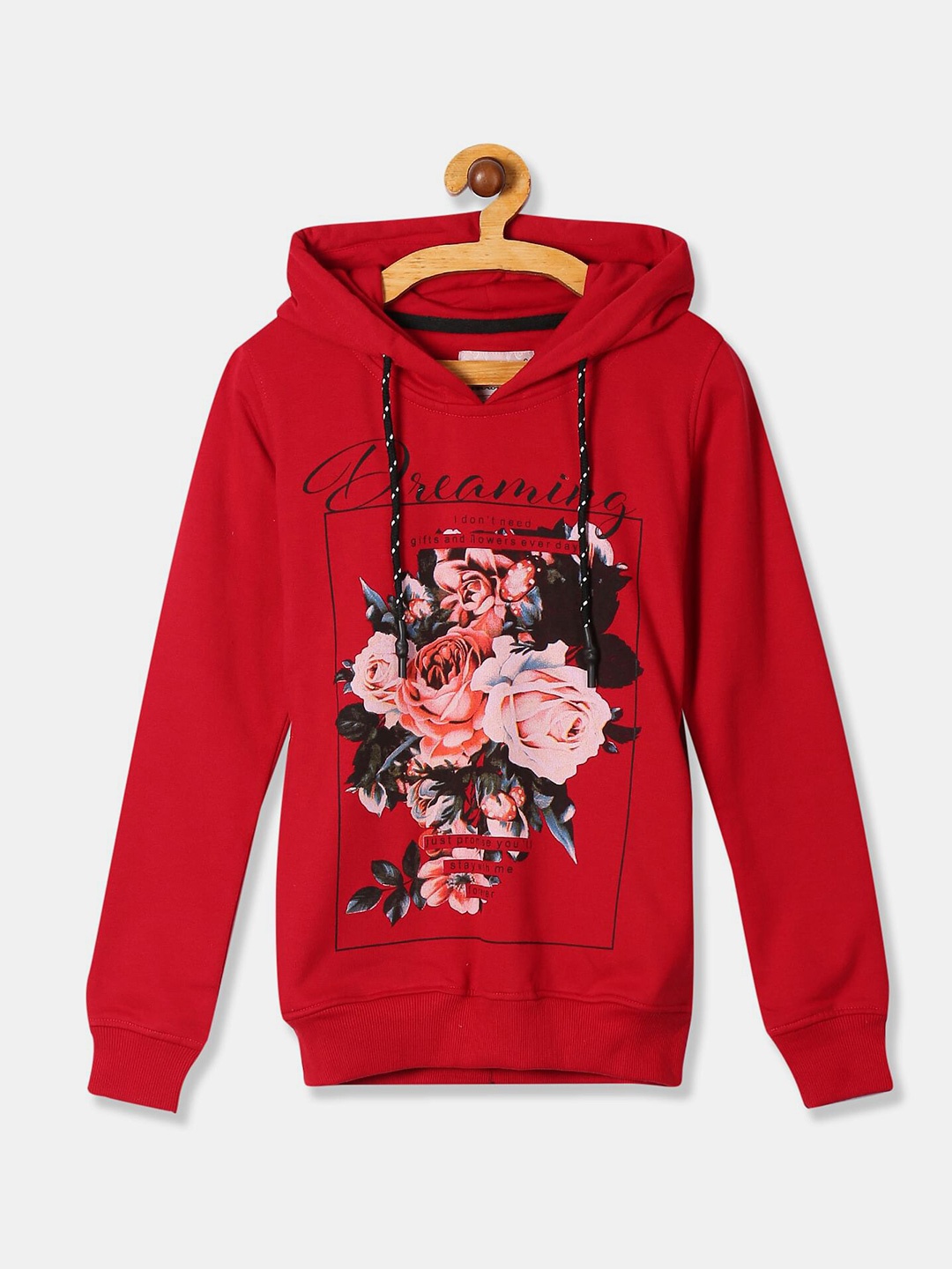 

Newport Women Red Printed Hooded Sweatshirt