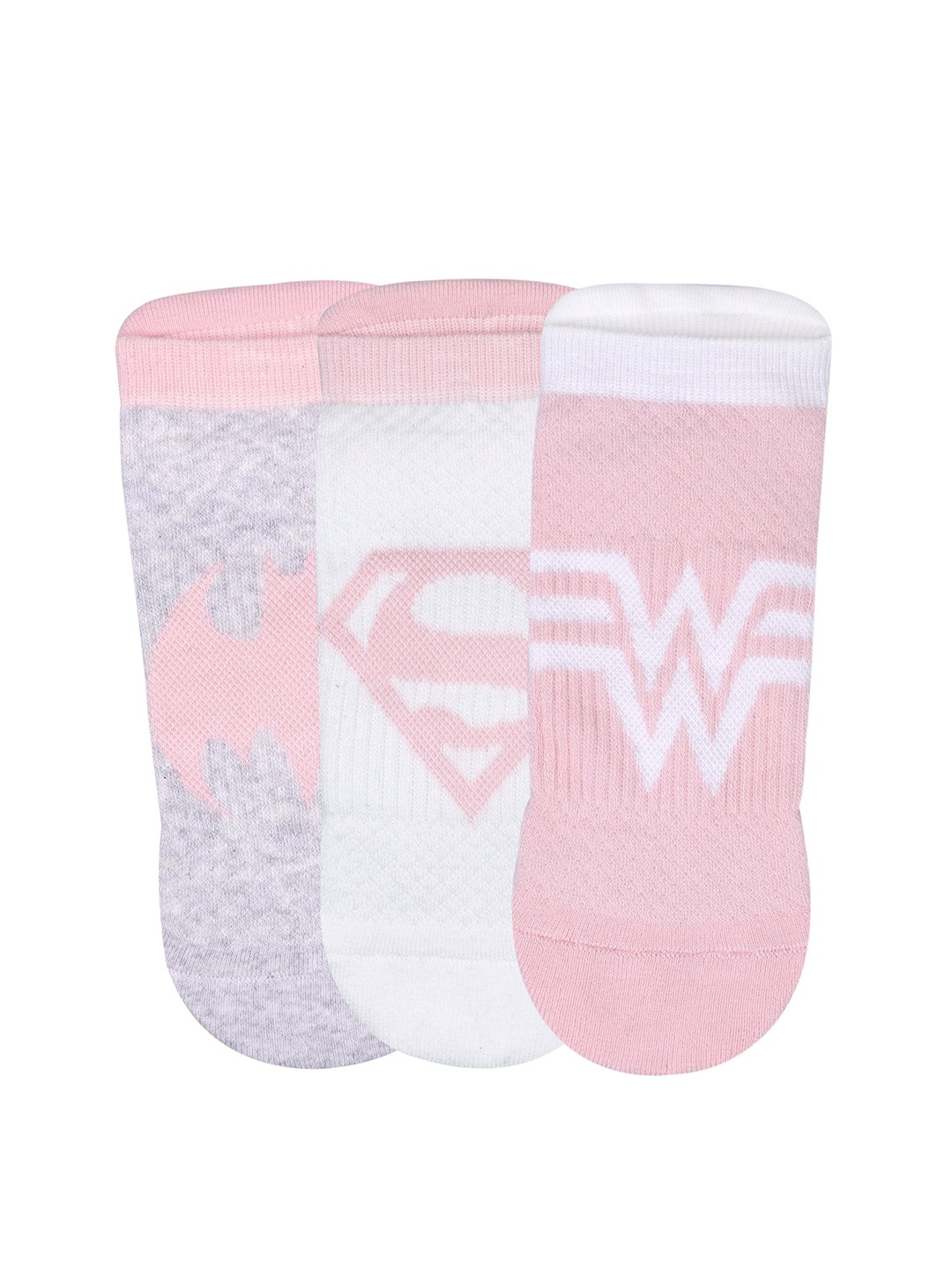 

Balenzia X Justice League Women Pink & White Pack of 3 Self Deign Ankle Length Socks