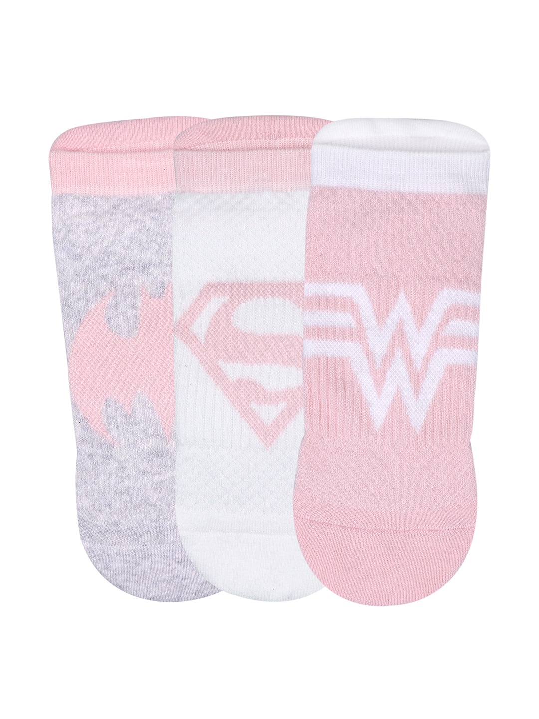 

Balenzia x Justice League Women Pack of 3 Pink & Grey Ankle Length Socks