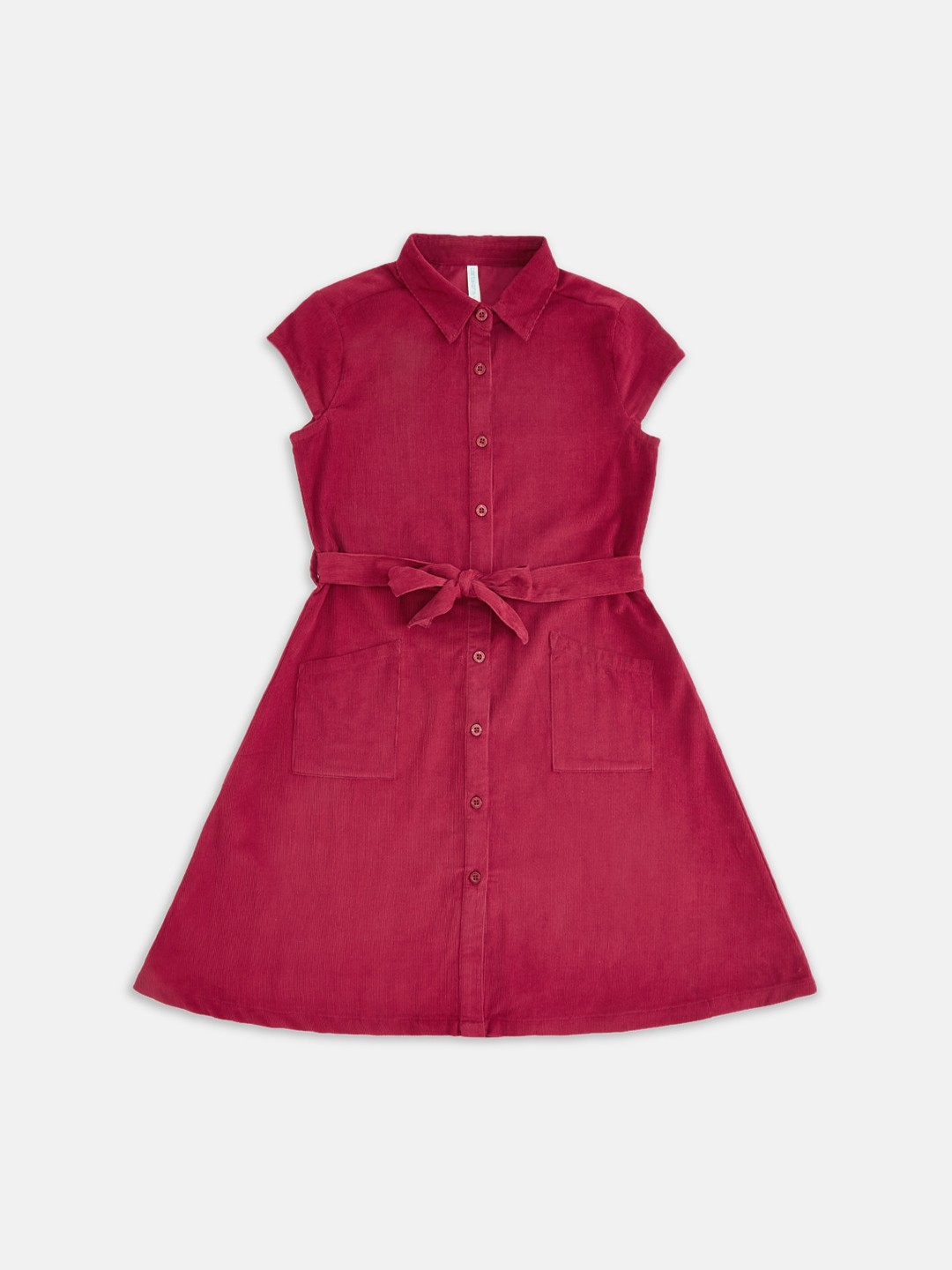 

Pantaloons Junior Girls Pink Solid Shirt Collar Pure Cotton Shirt Dress